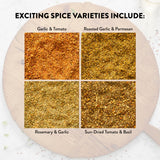 DeLallo Italian Dipping Spices Variety Seasoning Shaker, 4 Ounce Container, with Garlic, Pepper & Tomato, Sun-Dried Tomato, Rosemary & Garlic, Roasted