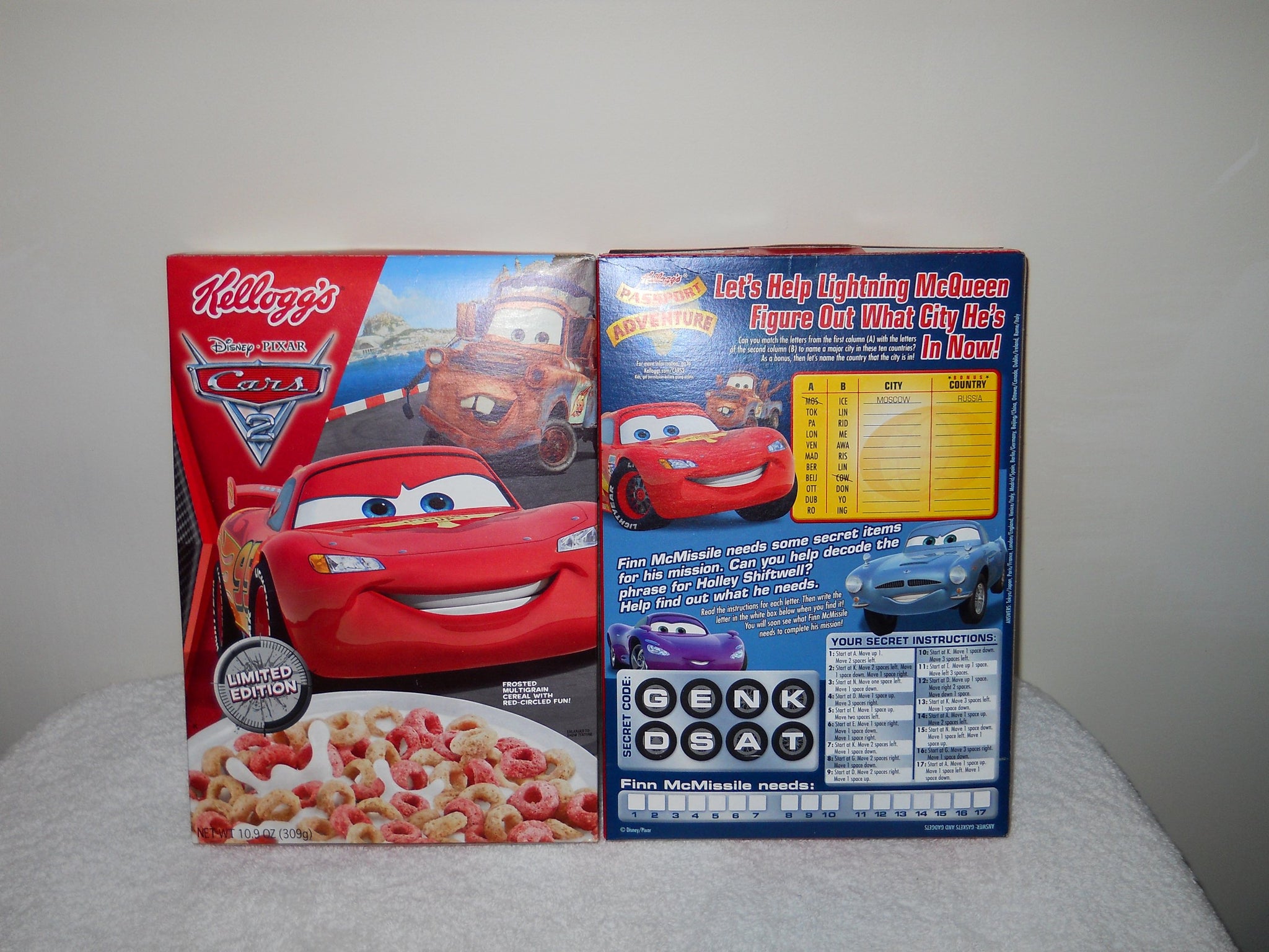 Kellogg's Disney Pixar Cars 2 Cereal 10.9 Oz Limited Edition [2 BOXES]