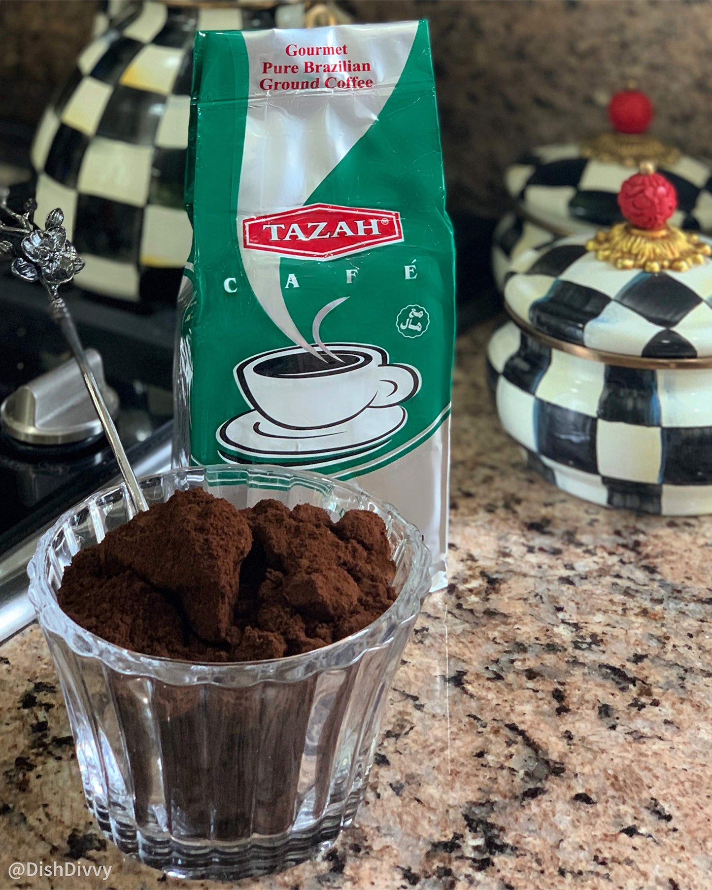 Tazah Coffee with Cardamom 16 oz (454g) Pure Brazilian Ground Coffee, Vacuum Packed - Ideal for Armenian Turkish & Arabic Style Coffee