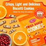 Cooper Street Twice-Baked Orange Cranberry Biscotti Cookies (16 oz) - Over 50 Biscotti per Bag Loaded with Real Fruit, Traditional Italian Snacks