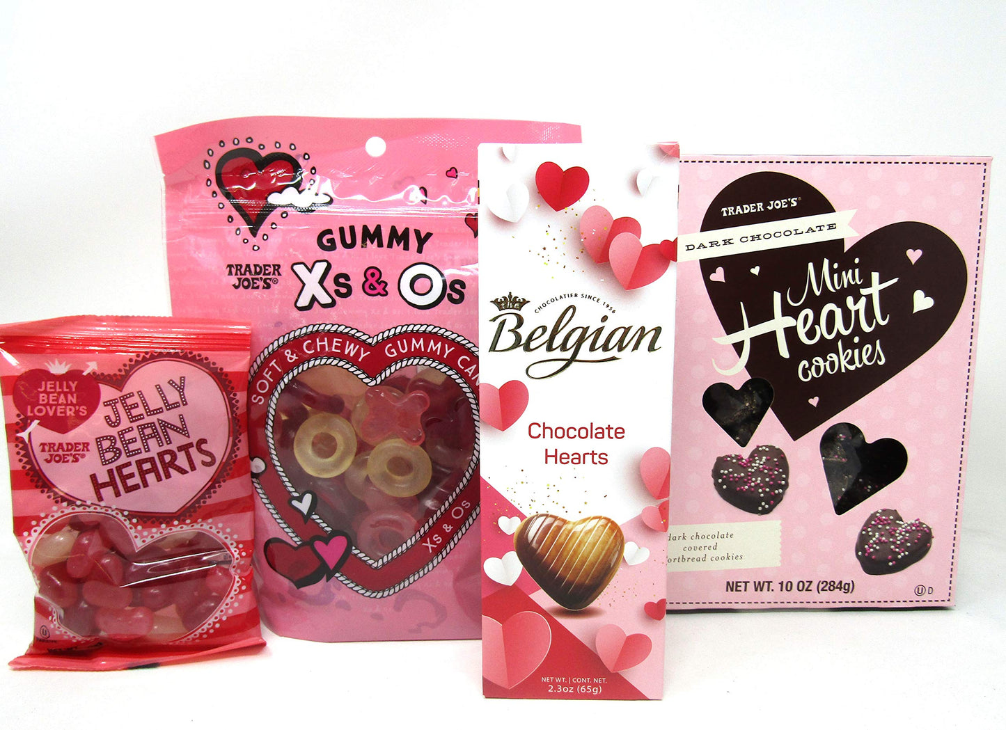 Valentine's Day Snack Gift Bundle: Trader Joe's Dark Chocolate Heart Cookies, Jelly Bean Hearts, Gummy X's & O's, and Belgian Chocolate Hearts!