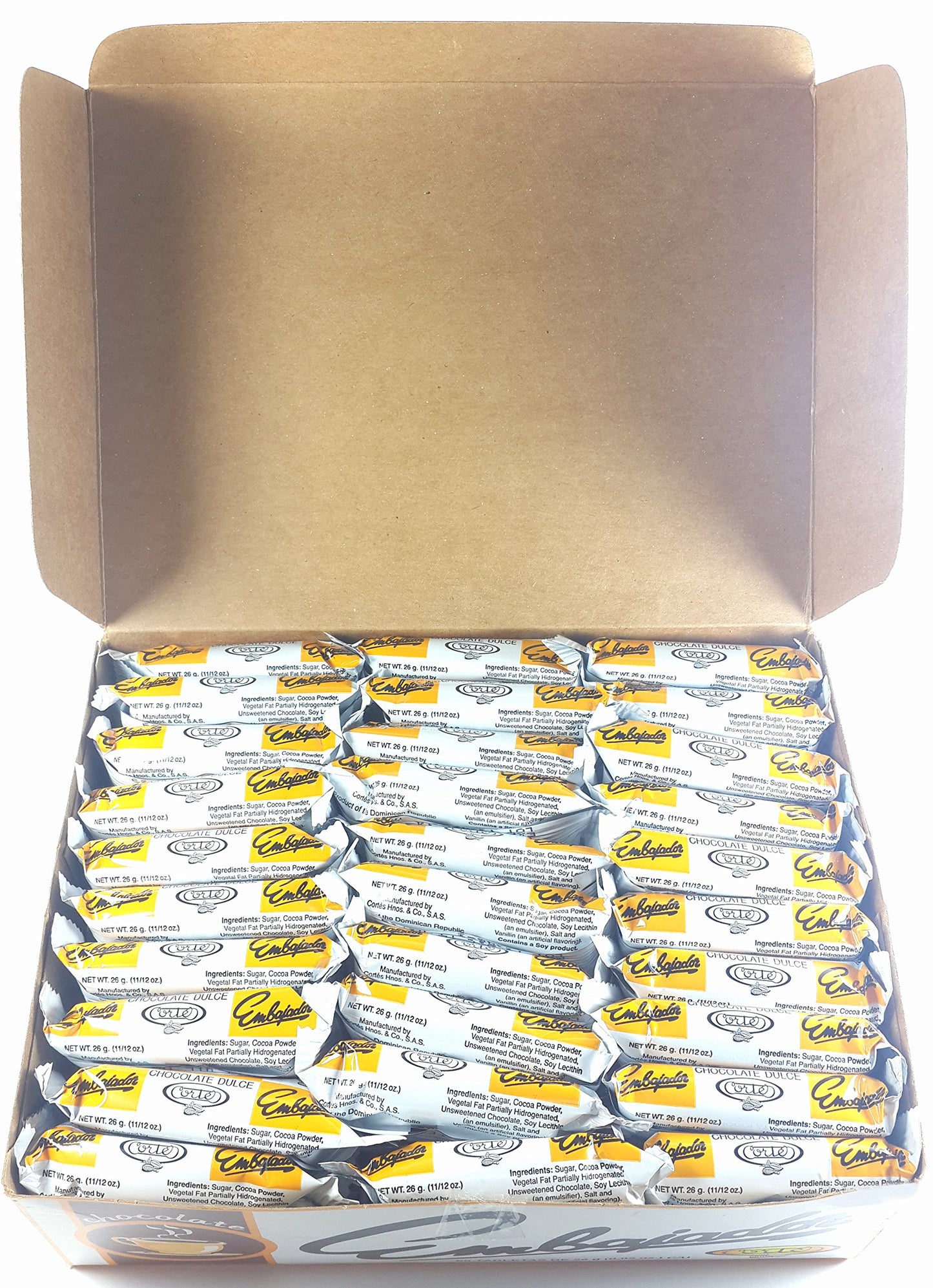 Sweet Dominican Chocolate Embajador Box of 60 Bars / Tablets