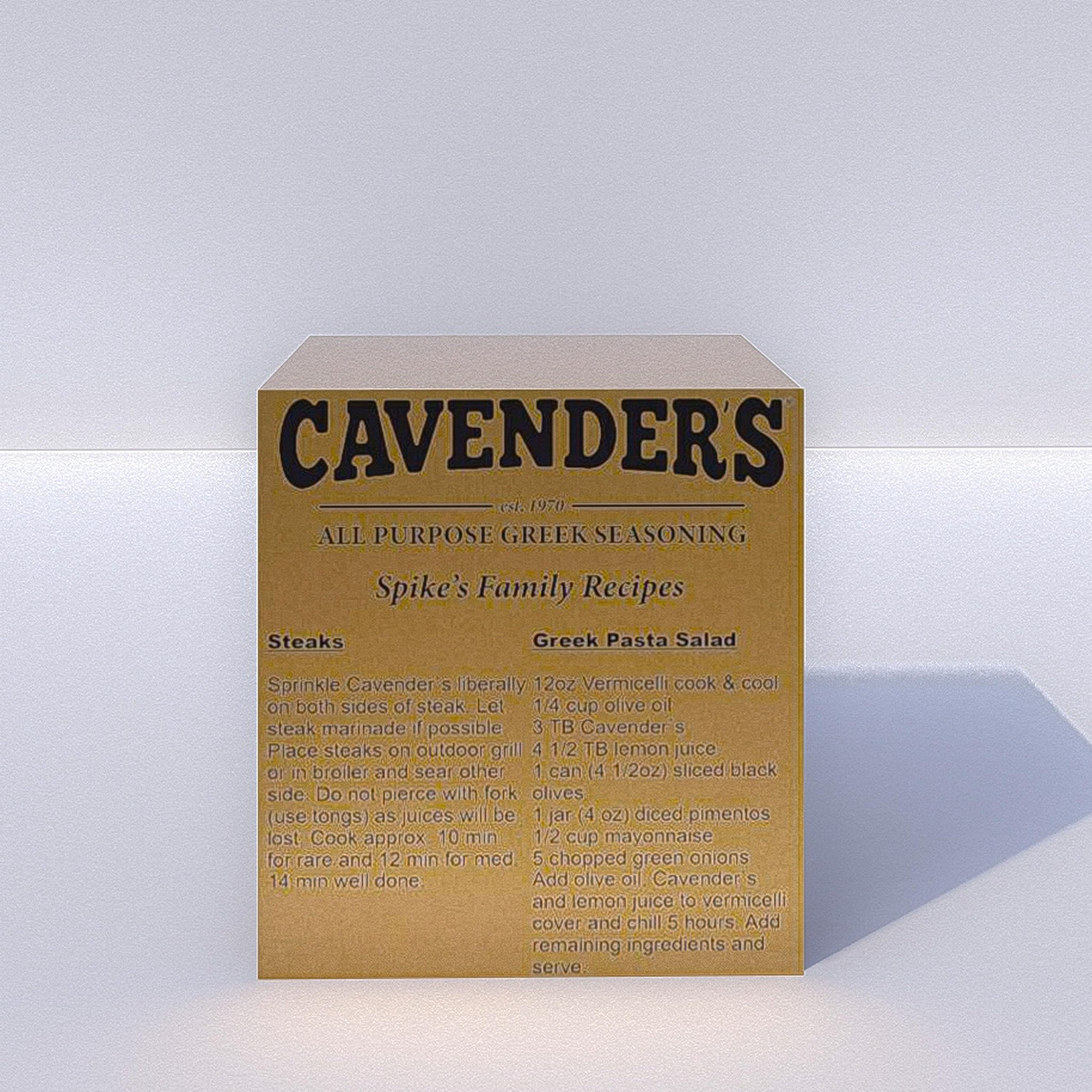 Cavender's All Purpose Greek Seasoning - 8 oz (pack of 4) and exclusive Cavender's Recipe 4 Pack box!