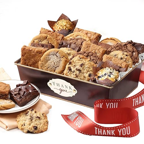 Broadway Basketeers Thank You Gift Baskets of Individually Wrapped Fresh Brownies and Cookies Assorted Toppings and Flavors. Perfect for Her Him