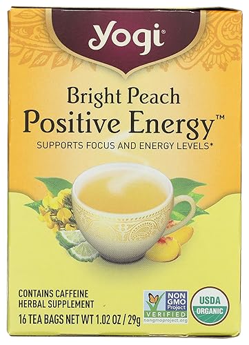 Yogi Teas,Herbal Supplement Bright Day Peach Bergamot Tea Bags, 16 Count