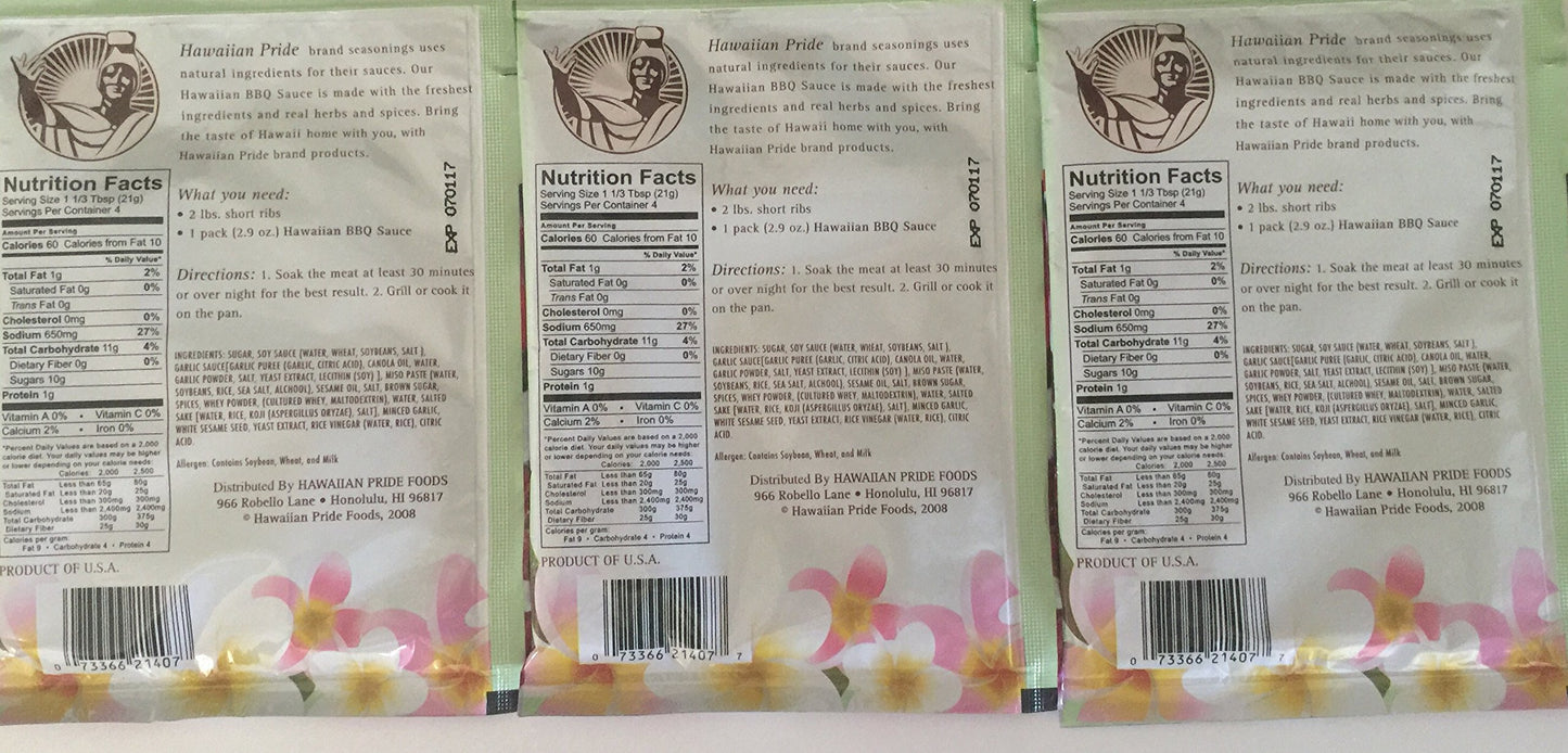 Hawaiian Pride BBQ Sauce 2.9 oz each (3 Items Per Order)