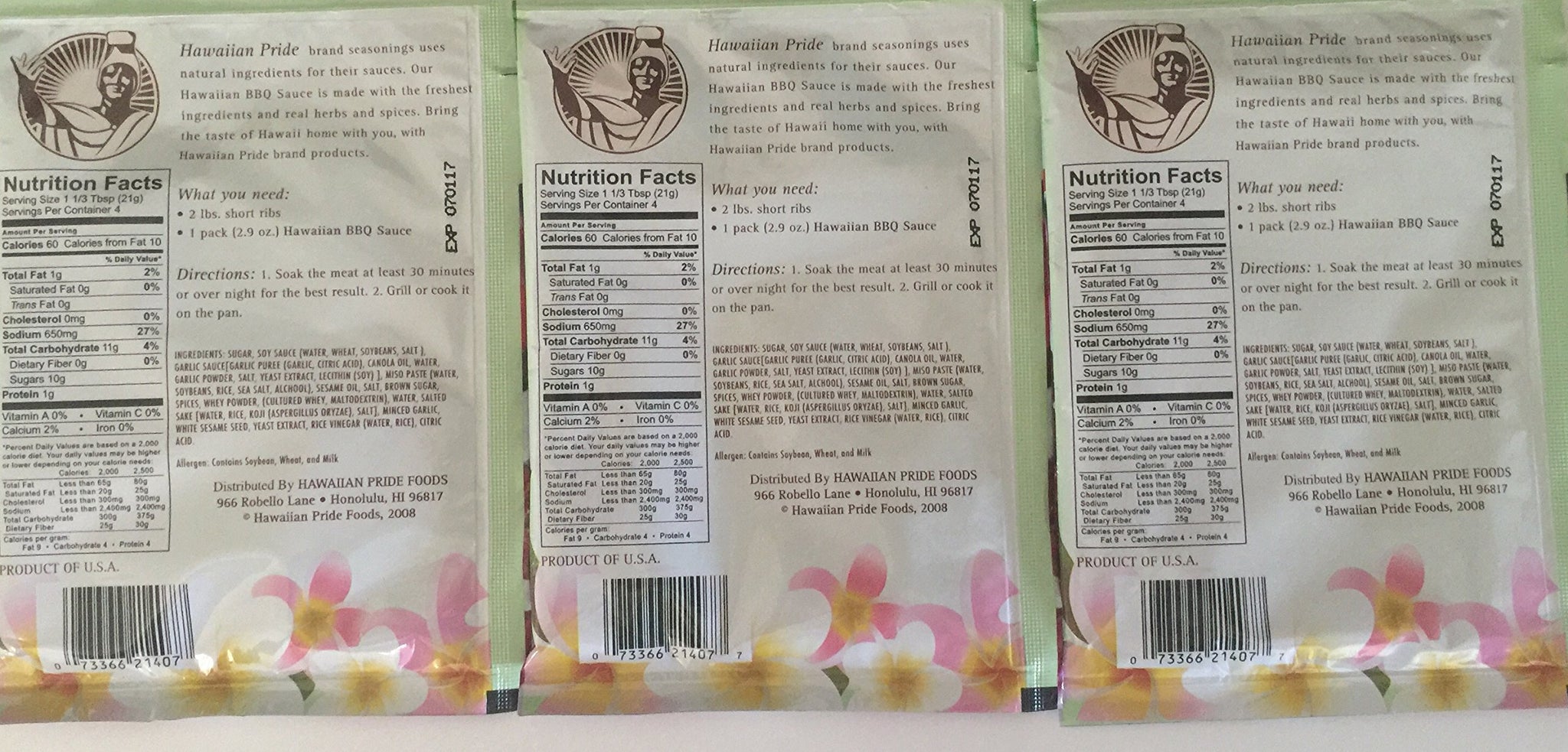 Hawaiian Pride BBQ Sauce 2.9 oz each (3 Items Per Order)