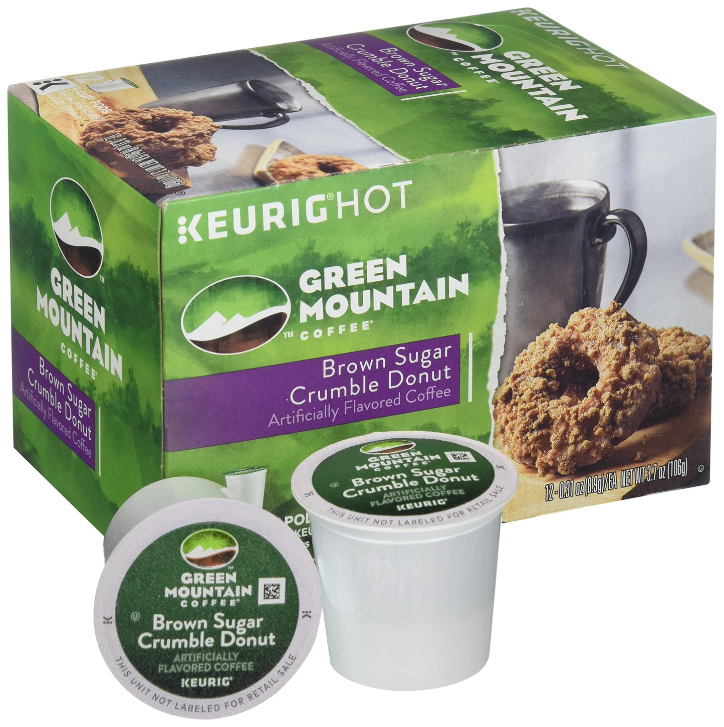 GREEN MOUNTAIN Coffee Keurig K-Cups, Brown Sugar Crumble Donut, 3.7 Ounce, 12 ct