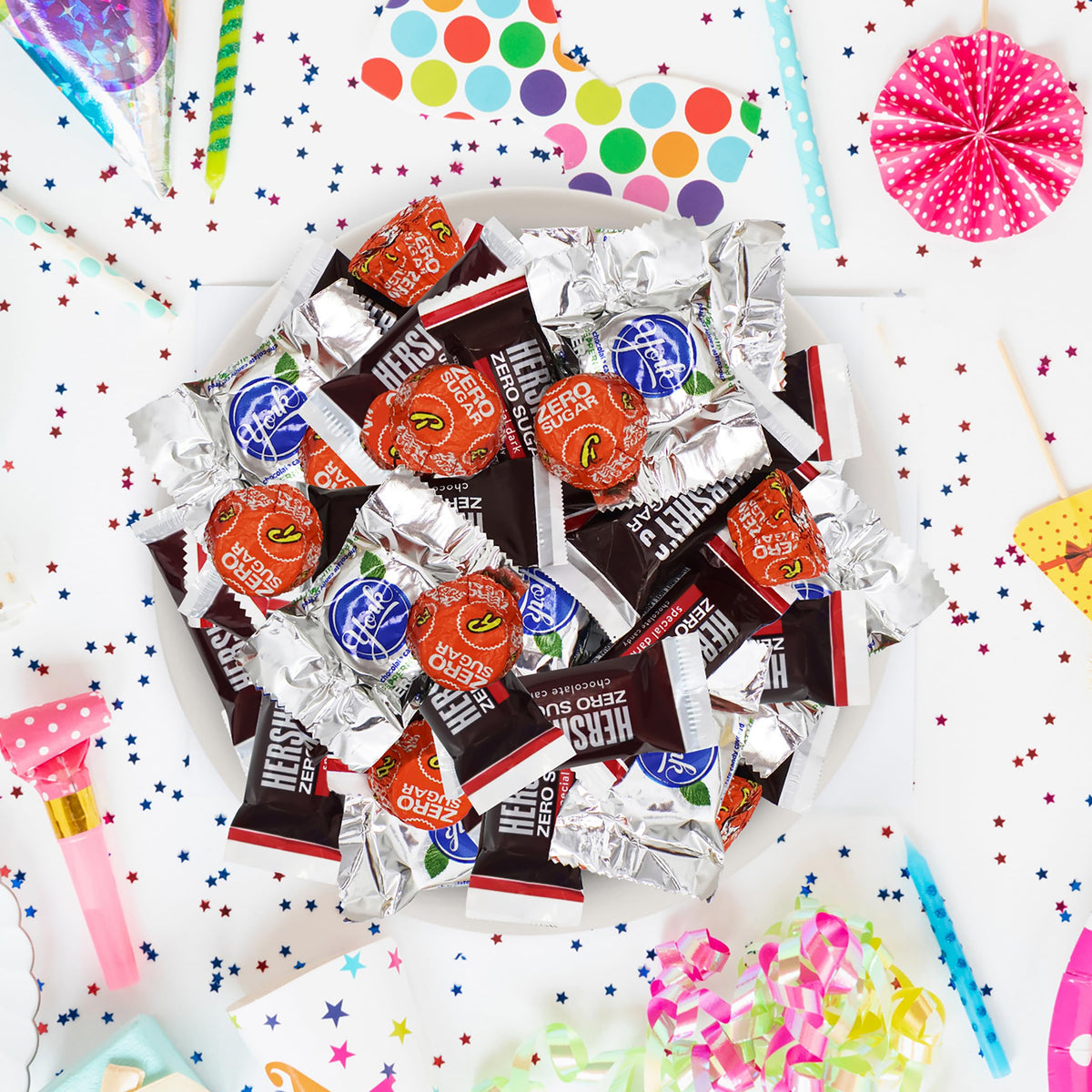 Zero Sugar Chocolate Candy Mix - 1 Pound Bulk Individually Wrapped Assorted Sugar Free Chocolates Candy Variety Pack for Parties, Snacks & Treats