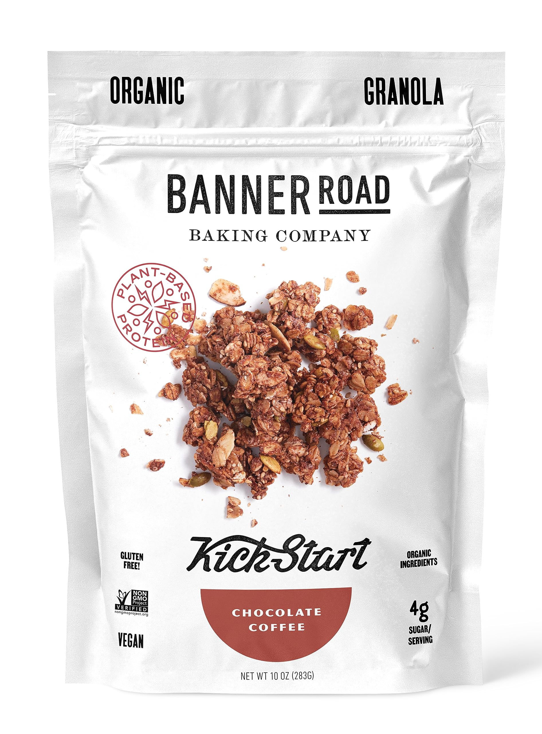 BANNER ROAD BAKING COMPANY Gluten Free Organic Granola Cereal - 10 oz. ("KickStart" Chocolate/Coffee, 10 oz. (Pack of 6))