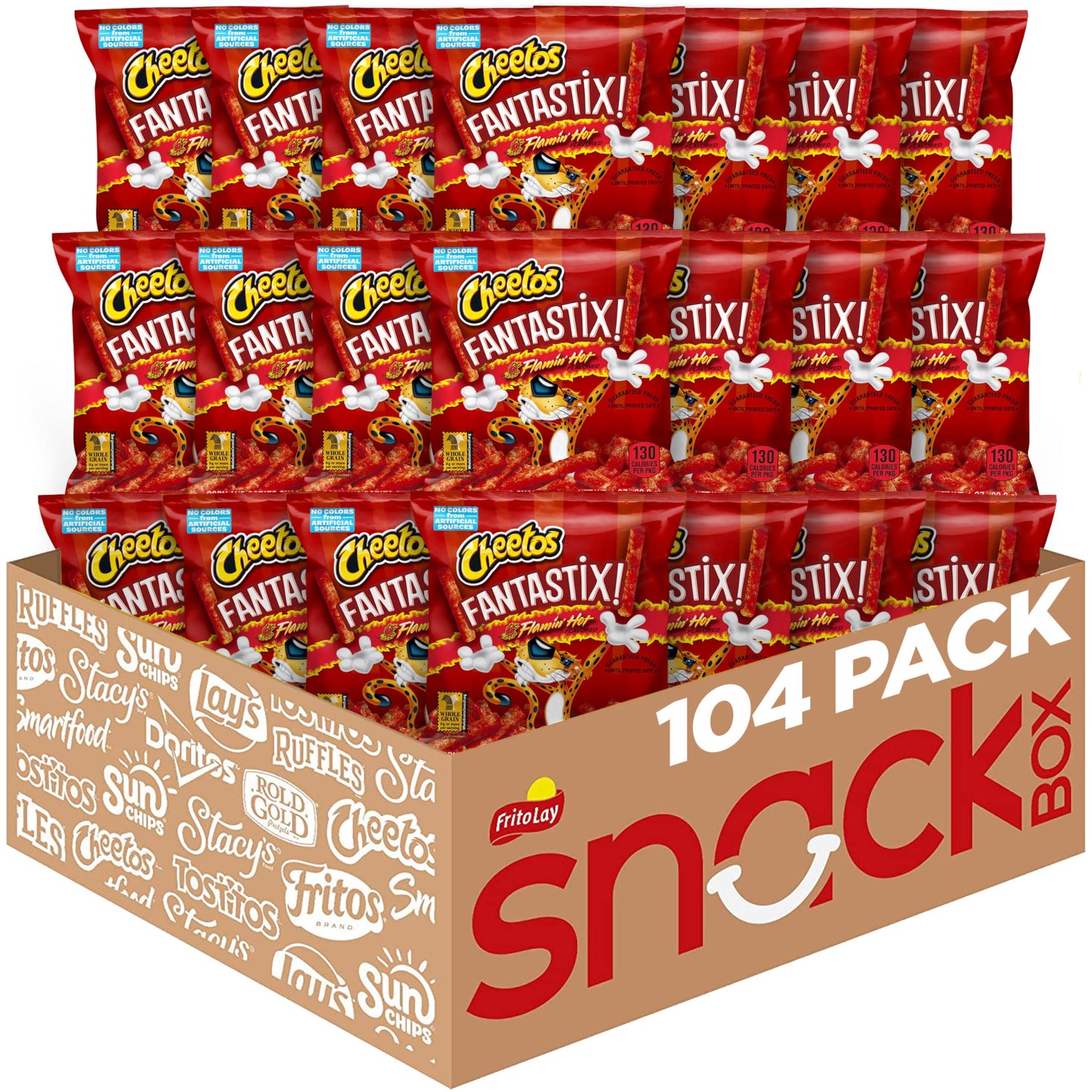 Cheetos Fantastix Flamin' Hot Flavored Potato and Corn Snacks, 1 Ounce (Pack of 104)