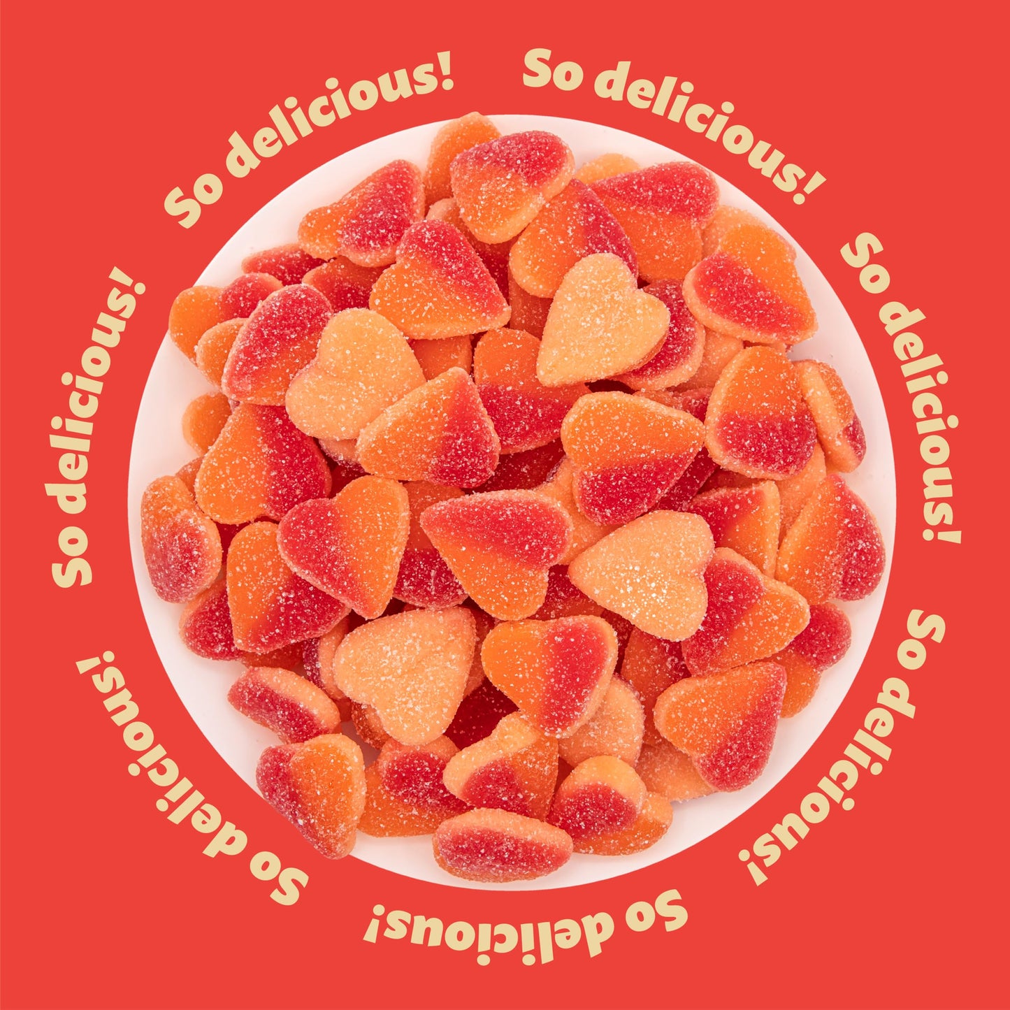 Peach Hearts Gummy Candy | 1-Pound Bag | Sweet and Sour Dye Free Candy Hearts | Soft Peach Gummies for Gifting, Buffets, Party Favors and Dessert