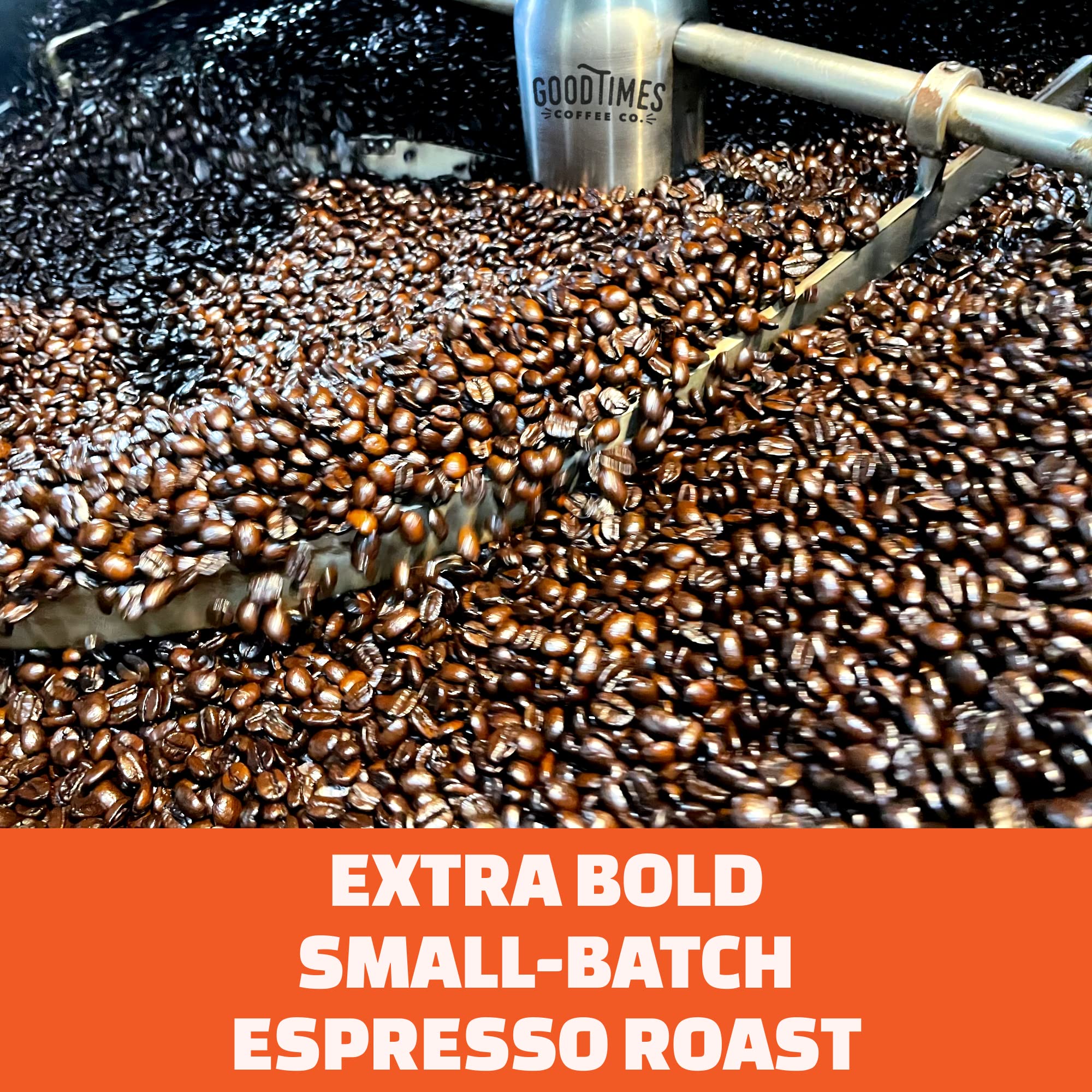 Good Times Coffee Co. Black Rhino Arabica Coffee Espresso Dark Roast, Whole Bean, Small Batch Artisan, 12 Ounce (Pack of 1)