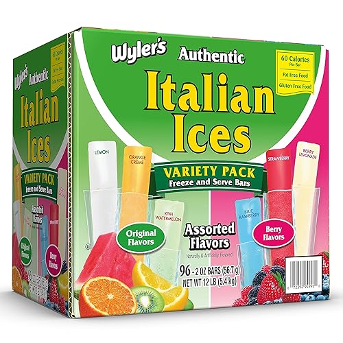 Wyler's Authentic Italian Ice, Fat Free Freezer Bars, Assorted Flavors (96ct - 2oz bars)