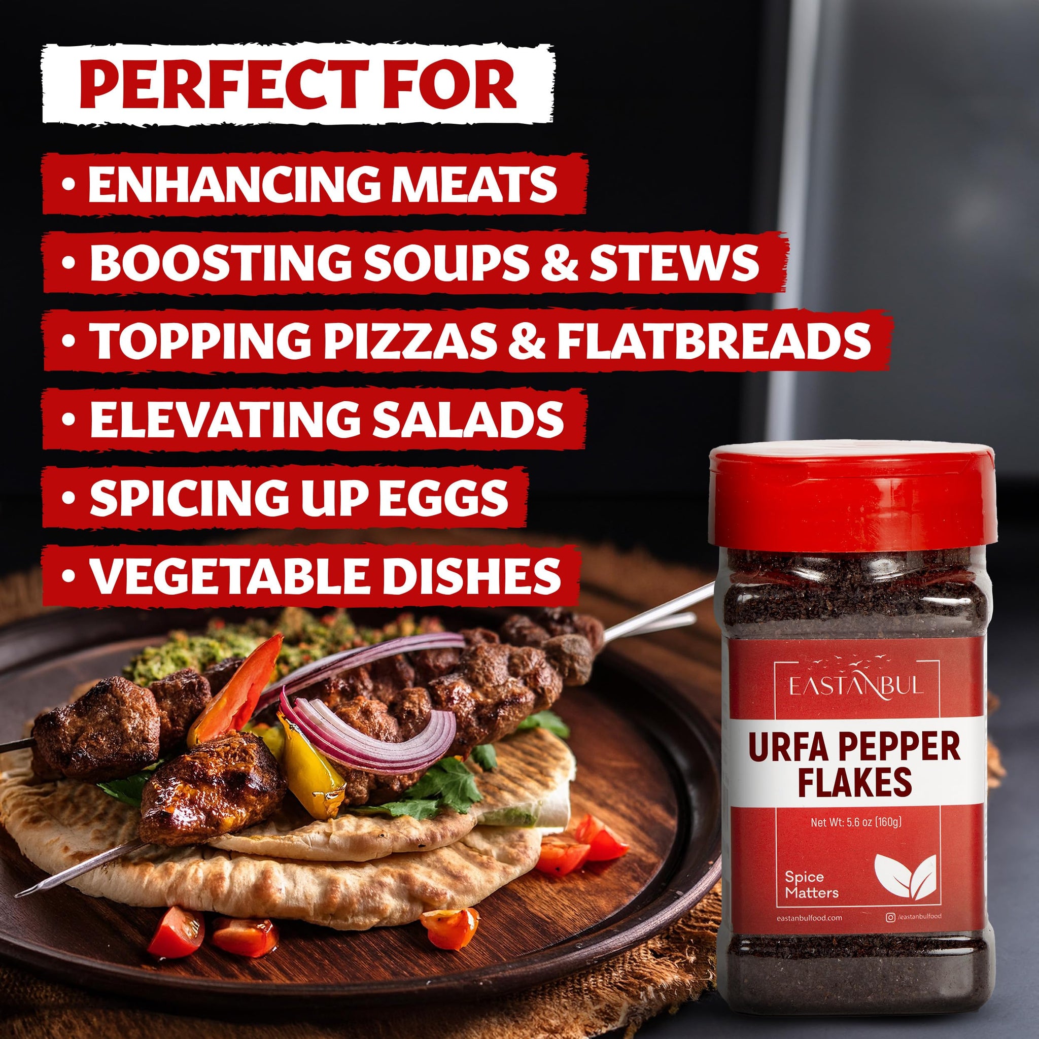 Eastanbul Aleppo Pepper & Urfa Pepper, Aleppo Flakes 5.3oz & Urfa Biber 5.6oz, Pul Biber and Isot for Mediterranean & Middle Eastern Dishes, Chili