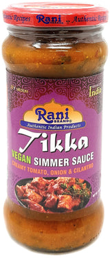 Rani Tikka Vegan Simmer Sauce (Creamy Tomato, Onion & Cilantro) 14oz (400g) Glass Jar ~ Easy to Use | Vegan | No Colors | All Natural | NON-GMO |