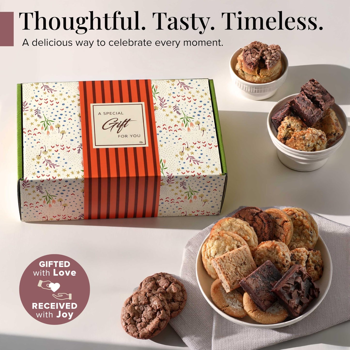 Broadway Basketeers Cookies Gift Baskets for Delivery Fresh Baked Gourmet Cookies and Brownies, Individually Wrapped Edible Care Package for Mom