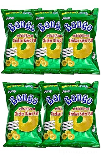 Jasons Bongo - Chicken Flavor Snacks (Value Pack Of 6 x 156g Ea) Baked Puffs ... From FIJI Islands