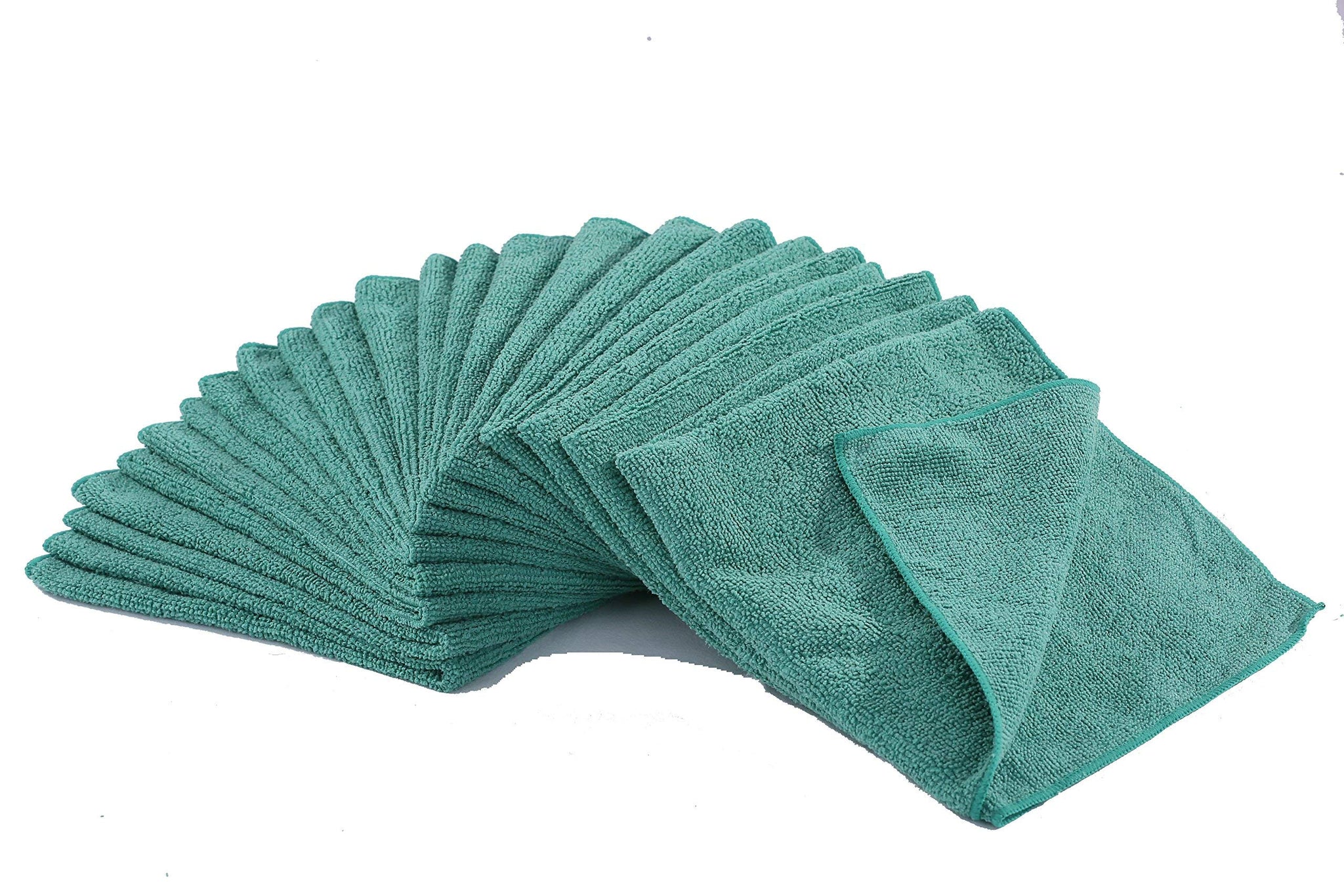 Dri Professional Extra-Thick Microfiber Cleaning Cloth 12 Pack Green (16IN x 16IN, 300GSM, Commercial Grade All-Purpose Microfiber Highly Absorbent
