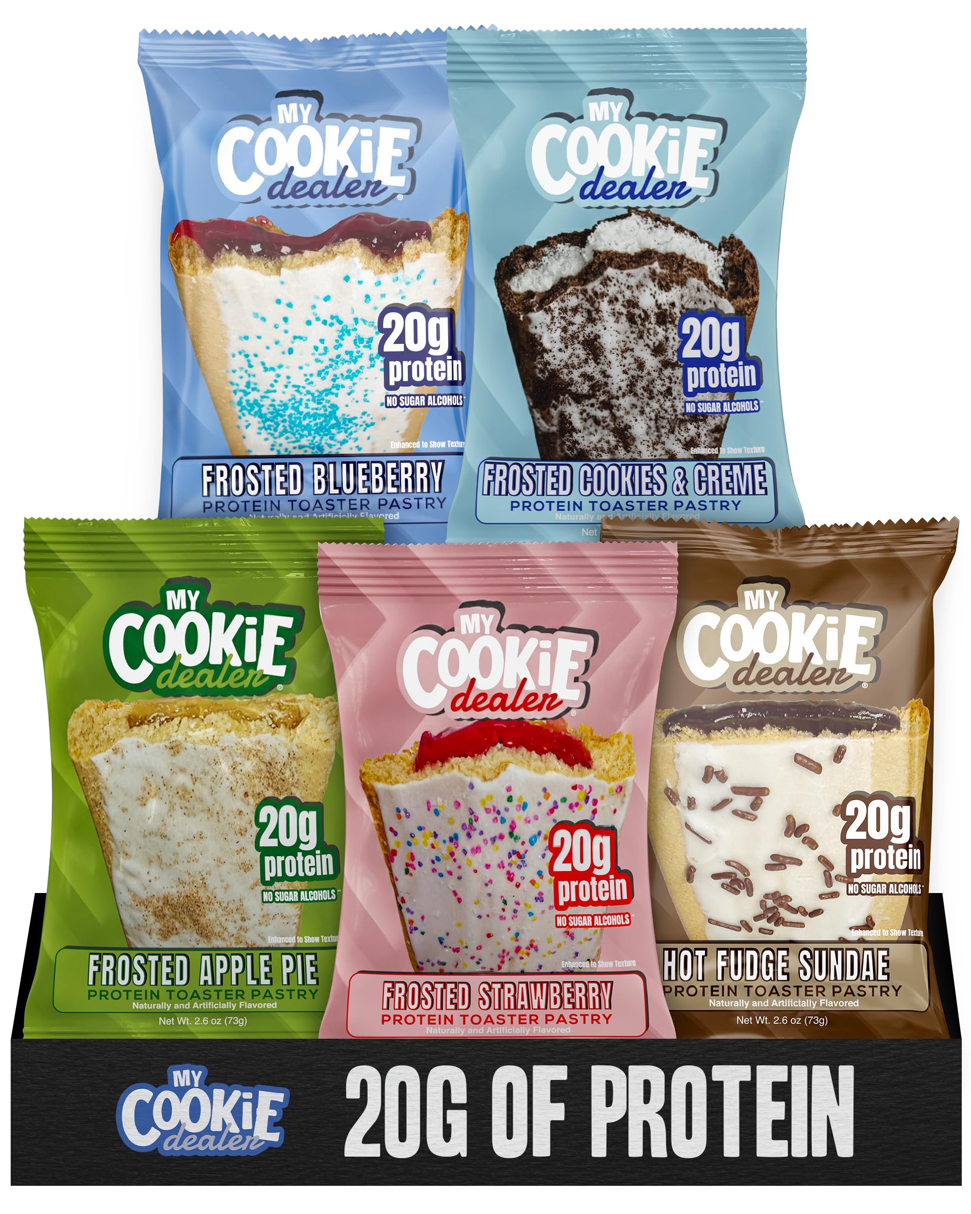 My Cookie Dealer Protein Toaster Pastry Snacks, Variety 5 Pack - 20g High Protein Snacks for Adults - Healthy Post Workout & On-The-Go Travel Treats