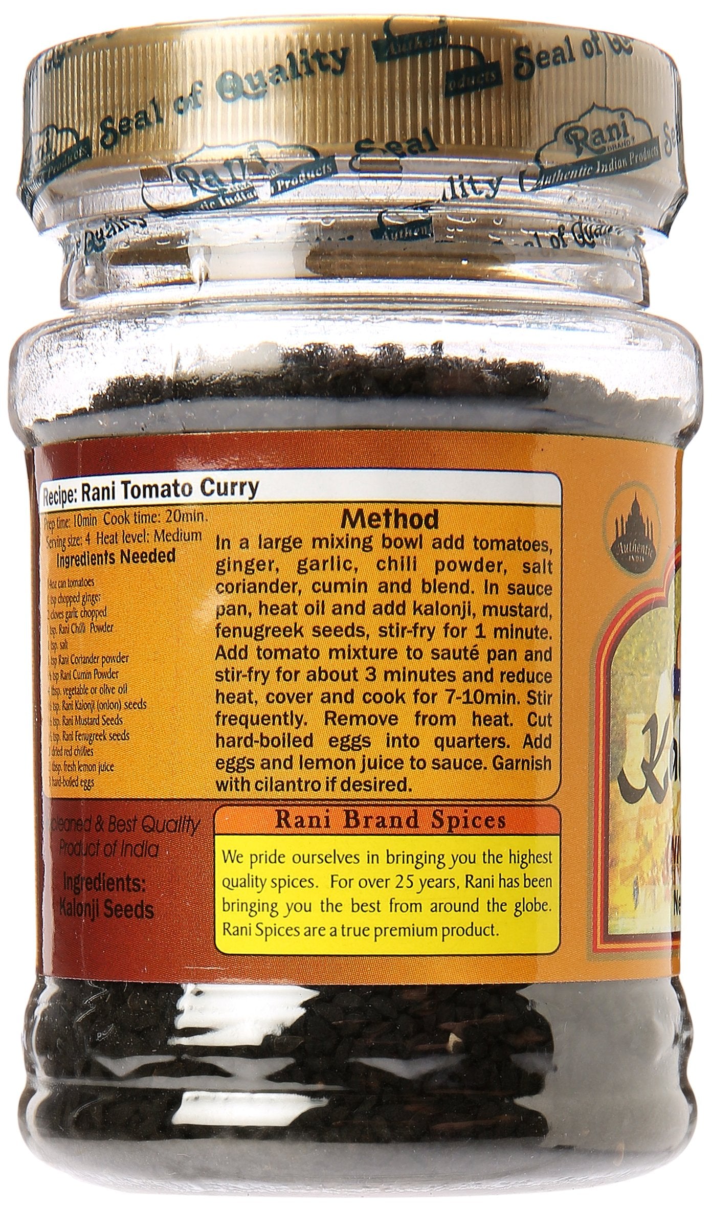 Rani Kalonji (Black Seed, Nigella Sativa, Black Cumin) Seeds 3oz (85g) PET Jar ~ All Natural | Gluten Friendly | NON-GMO | Kosher | Vegan | Indian