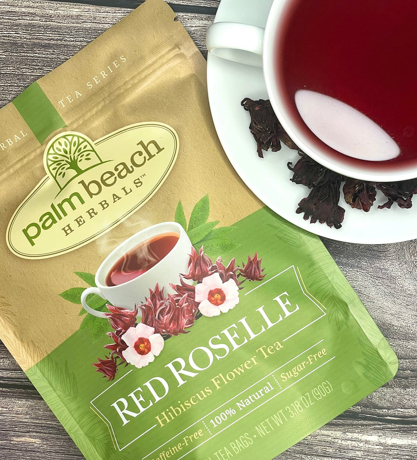 Palm Beach Herbals - Red Roselle Hibiscus Tea, 30 Teabags | Caffeine-Free