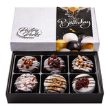 Pastry Perks Happy Birthday Gift Basket -6 Gourmet Chocolate-Covered Cookies, Sweet Celebration Treats for Men, Women, and Grandma - Food Delivery