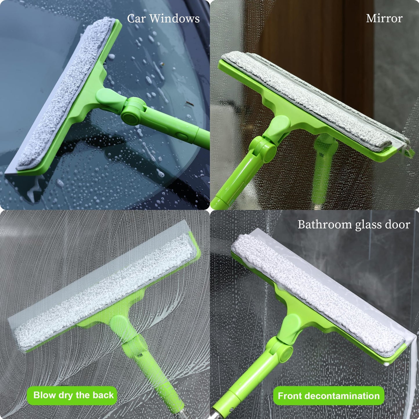 Homilifibra All-Purpose Shower Squeegee for Glass Doors, Bathroom Cleaner Tool for Household Home Window Mirror, Cleaning Tile Wall,Car,Windshield