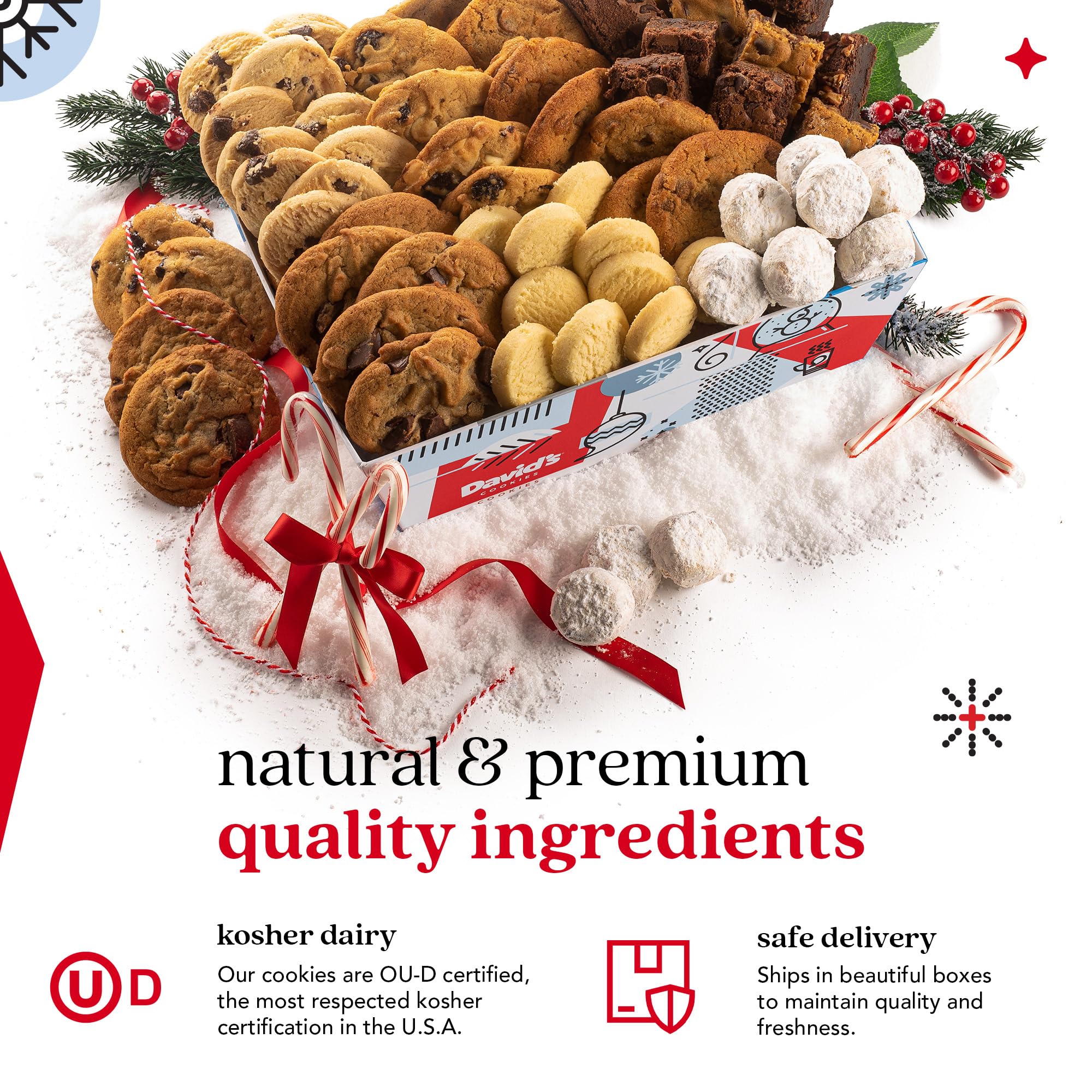 David Cookies Gift Basket for Families - Large Crate Assorted Cookies and Brownies for Snack and Sharing - Deliciously Flavored Cookies and Brownies