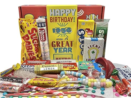 RETRO CANDY YUM ~ 1956 70th Birthday Gift Box Nostalgic Mix from Childhood for 70 Year Old Man or Woman Born 1956 Jr