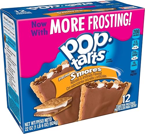 Pop-Tarts Breakfast Toaster Pastries, Frosted S'mores Flavored, 22 oz, 12 count(Pack of 12)