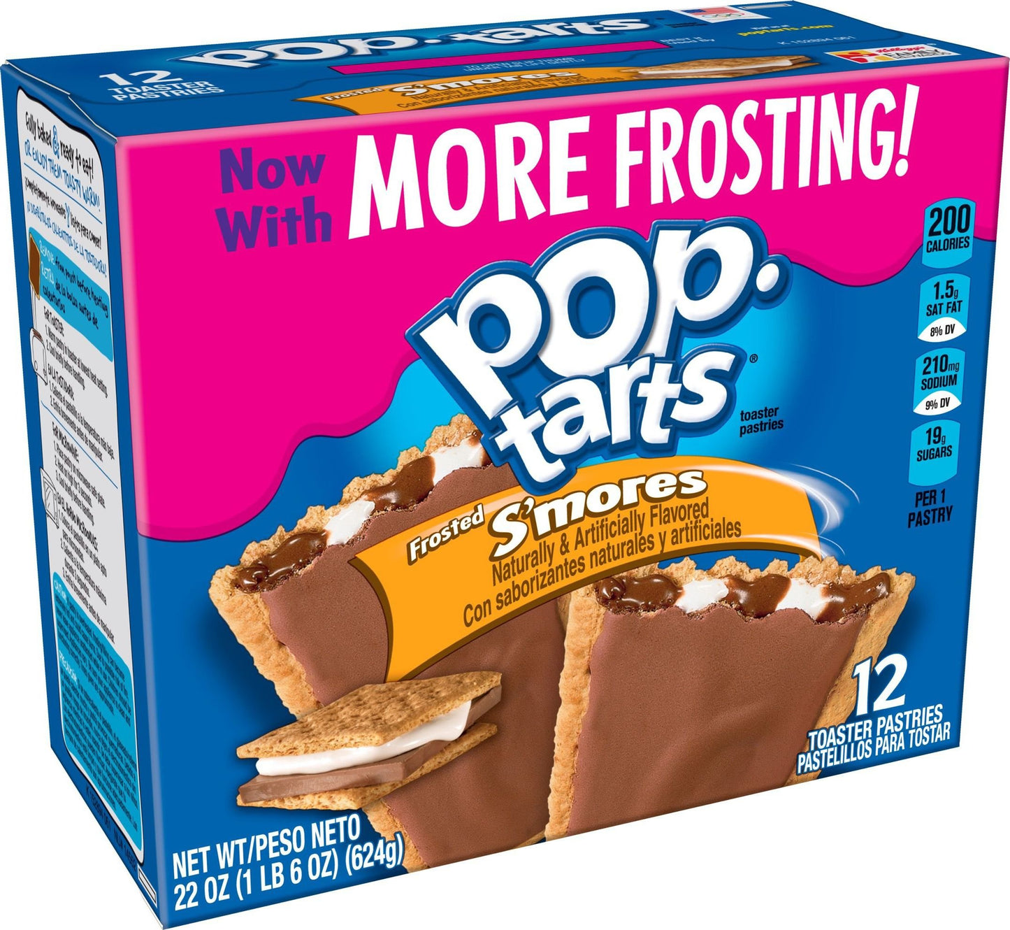 Pop-Tarts Breakfast Toaster Pastries, Frosted S'mores Flavored, 22 oz, 12 count(Pack of 12)