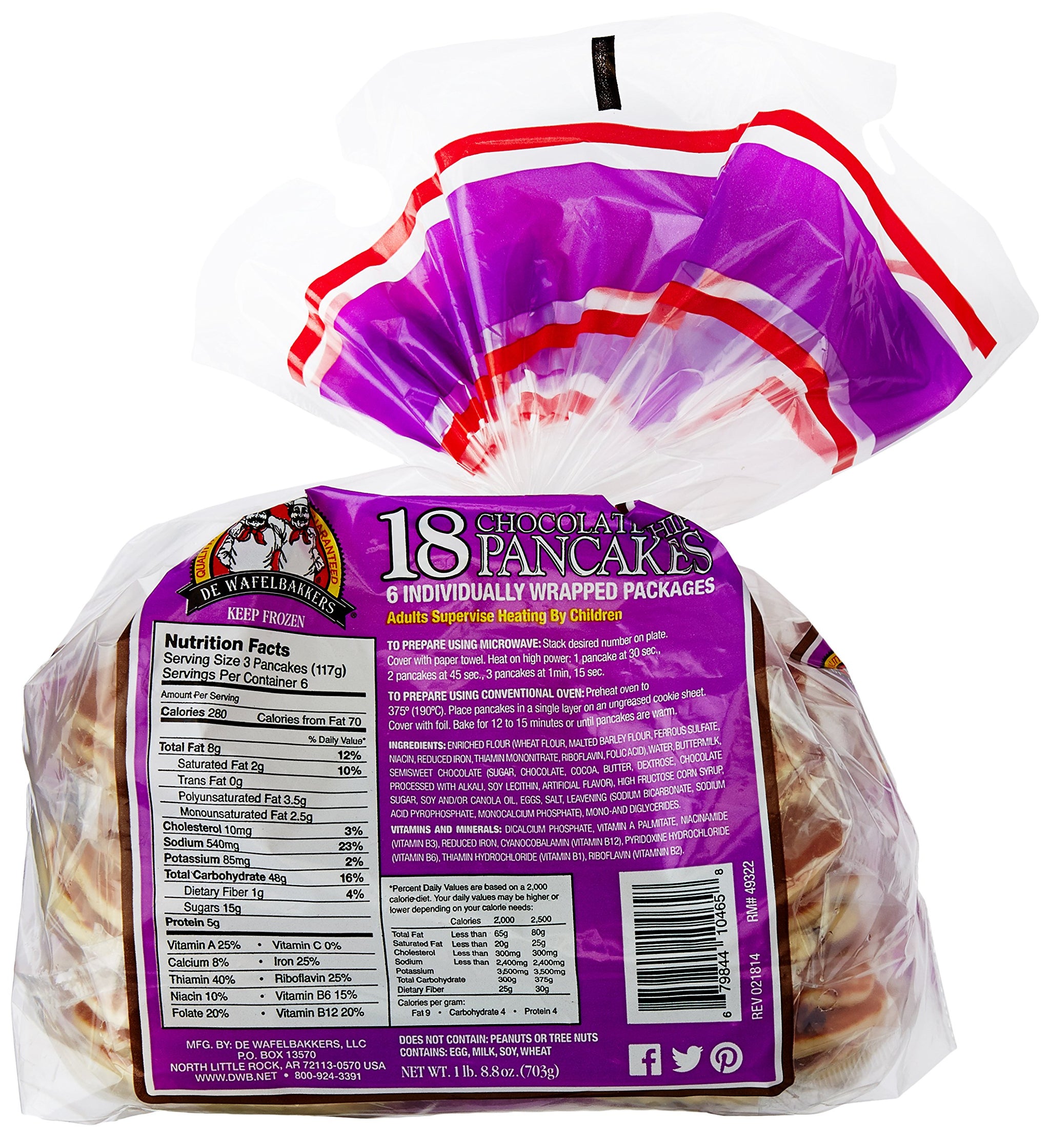 De Wafelbakkers Pancakes Chocolate Chip, 1.5 oz (Frozen)