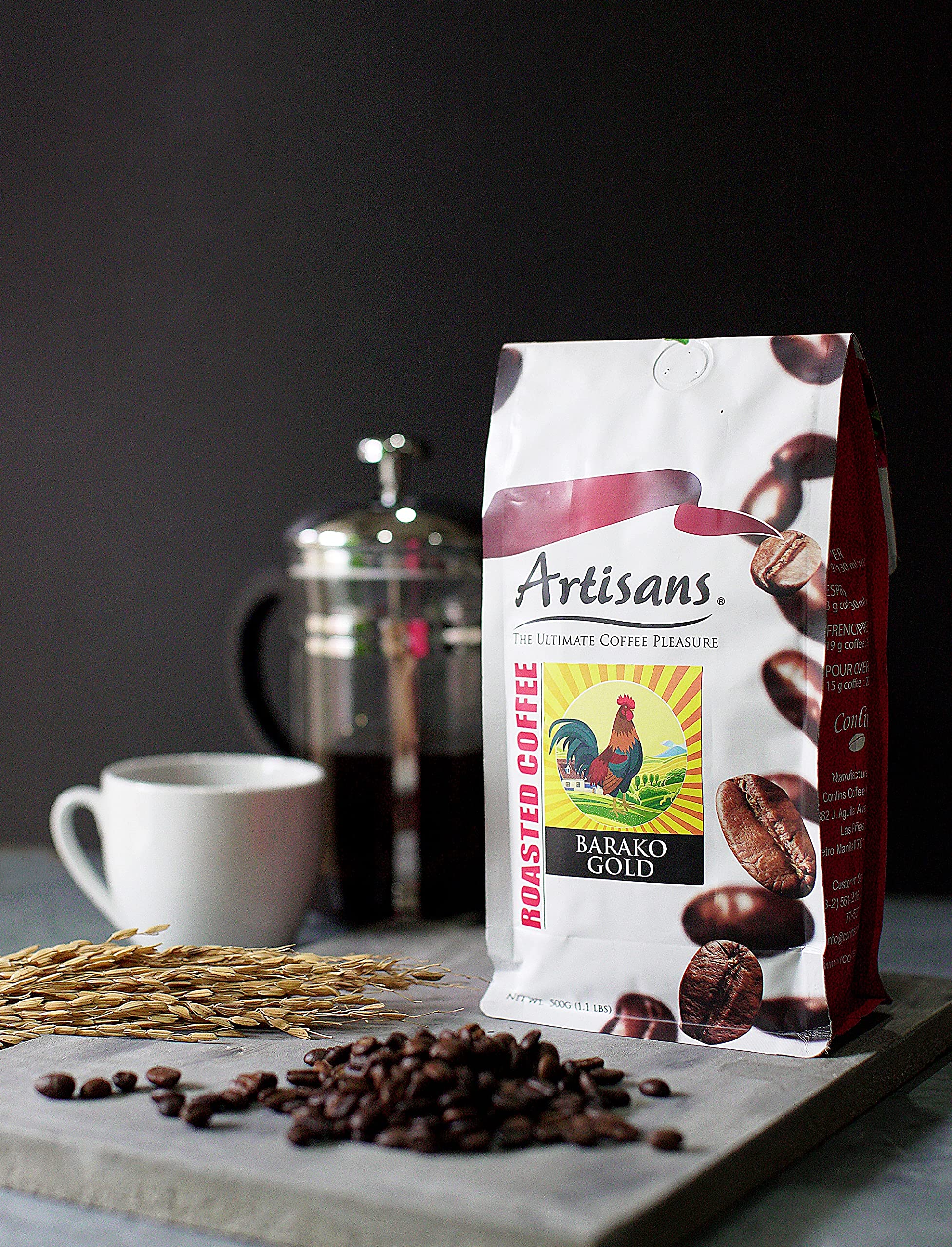 Artisans Philippine Coffee, Barako Gold Dark Roast Beans, 100% Liberica, 1.1 Pounds Bag