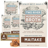 Two River Maitake Mushroom Broth | Organic Vegan Bone Broth Alternative, Creamy Coconut Curry Sipping Drink for Soup & Curries | Plant Based Gluten