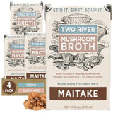 Two River Maitake Mushroom Broth | Organic Vegan Bone Broth Alternative, Creamy Coconut Curry Sipping Drink for Soup & Curries | Plant Based Gluten