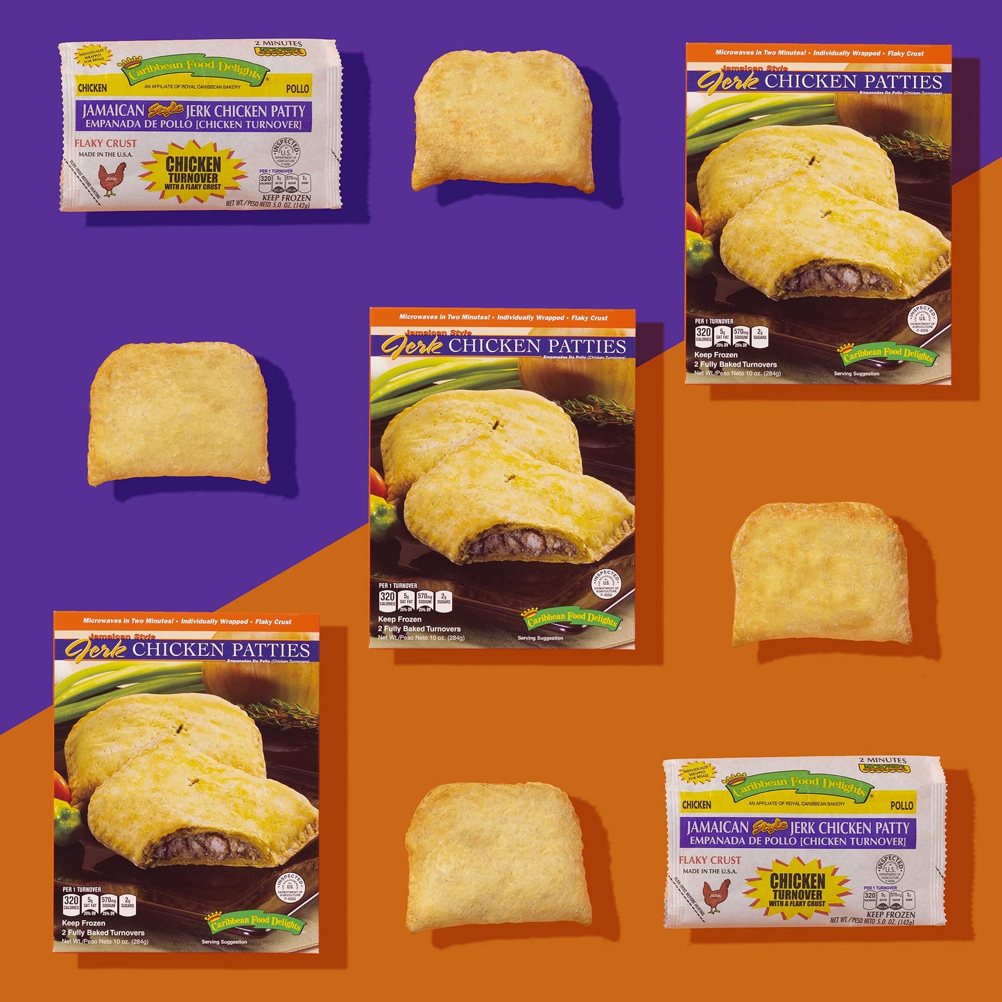 Caribbean Food Delights Jamaican Style Jerk Chicken Patties (12-2 Packs)