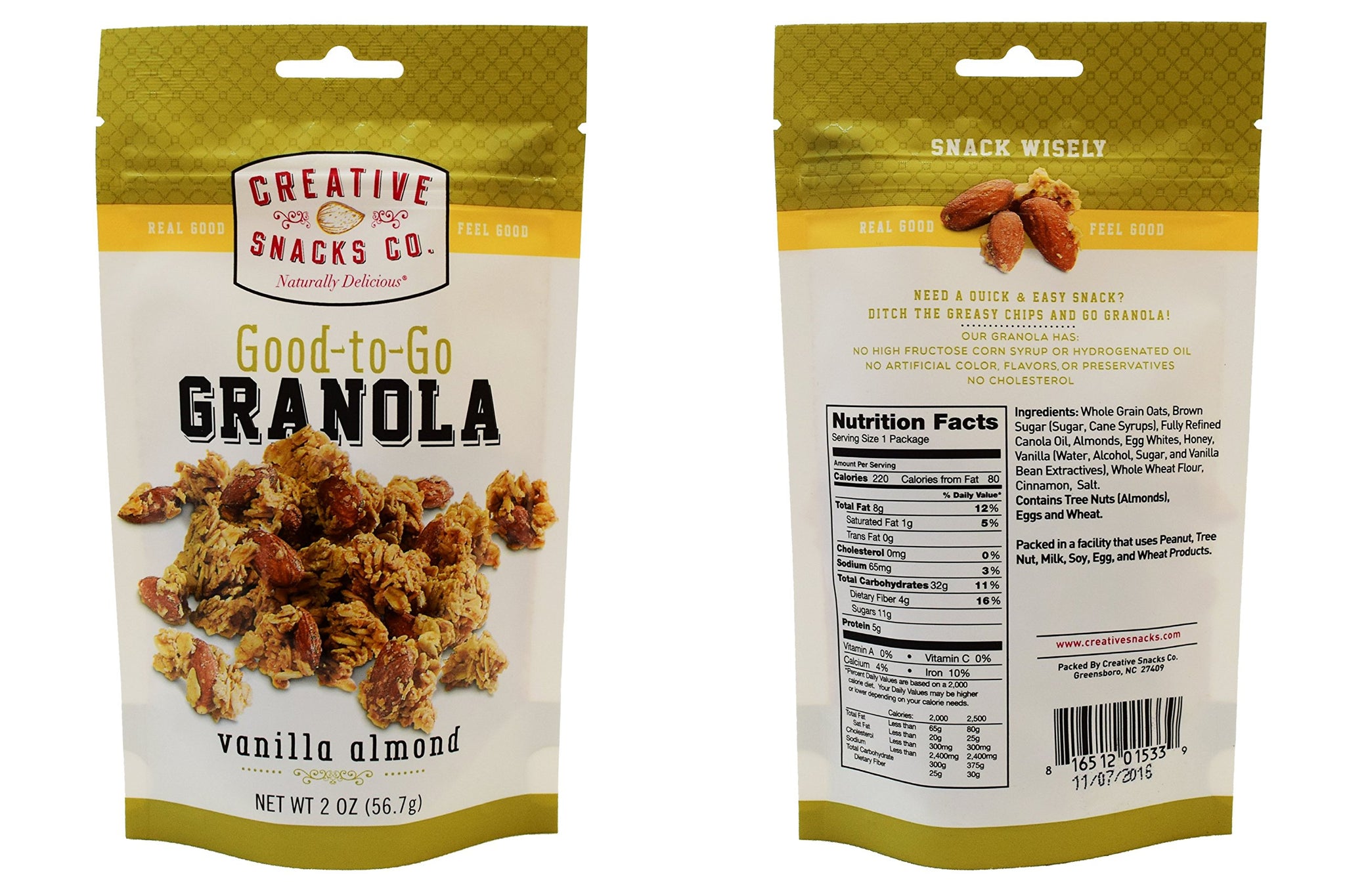 Creative Snack Granola Vanilla Almond Grab Go, 2 oz