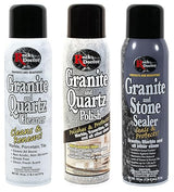 Rock Doctor Granite & Quartz Care Kit, 3 Piece Maintenance Stone Care Combo Kit - Cleans & Renews Marbel, Travertine, Tile and All Other Stone, Fresh