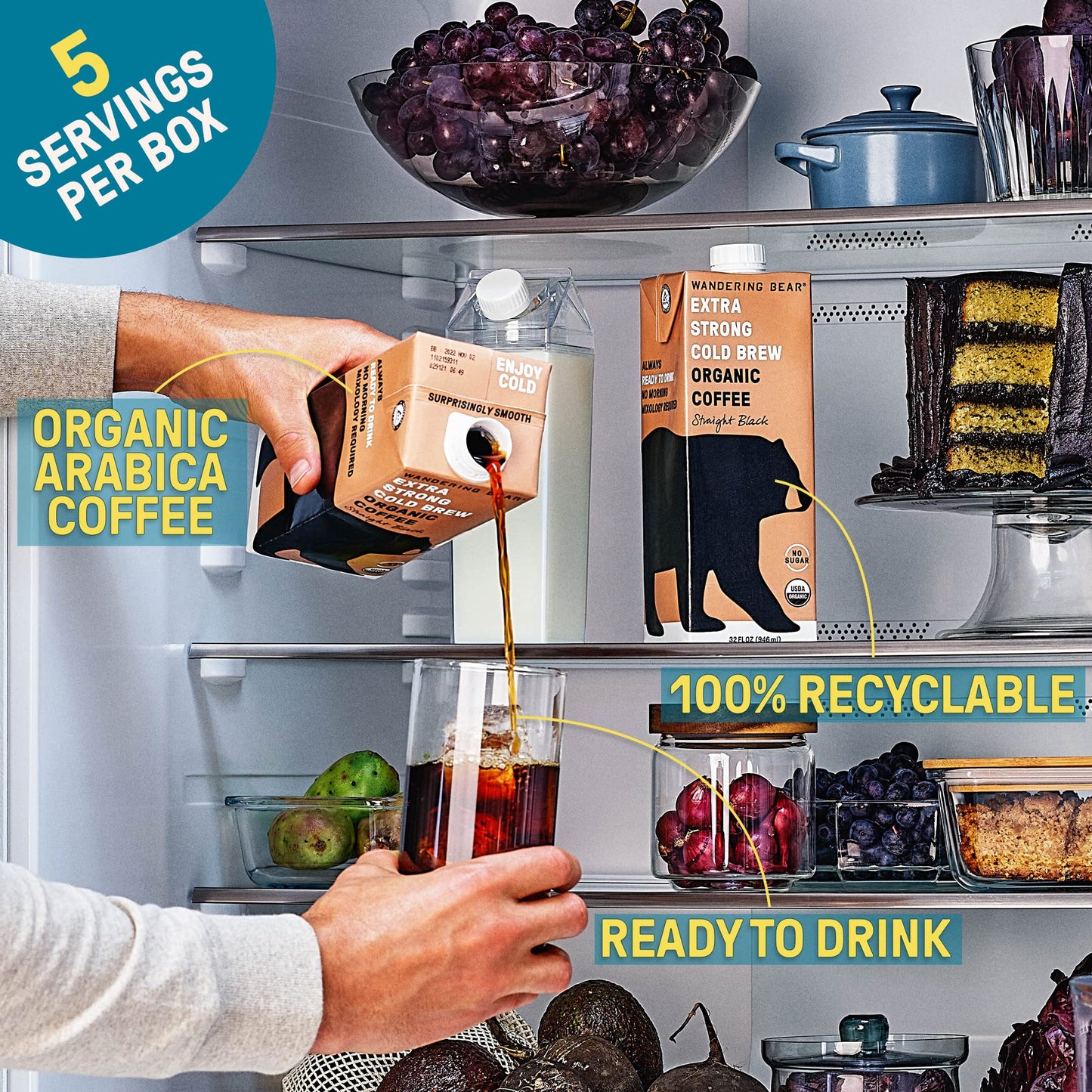 Wandering Bear Coffee Organic Vanilla Cold Brew Coffee, 32 FZ