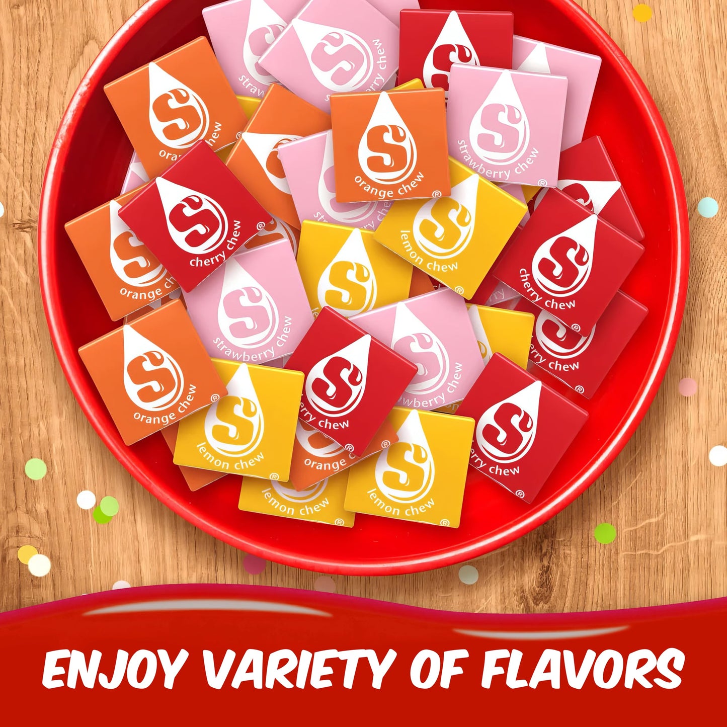 Strburst Original 2-in-1 Pack, Fun Size Chewy Candy - 1 Pound Approx 40 Pieces - Assorted Flavors Strawberry, Cherry, Orange & Lemon, Individually