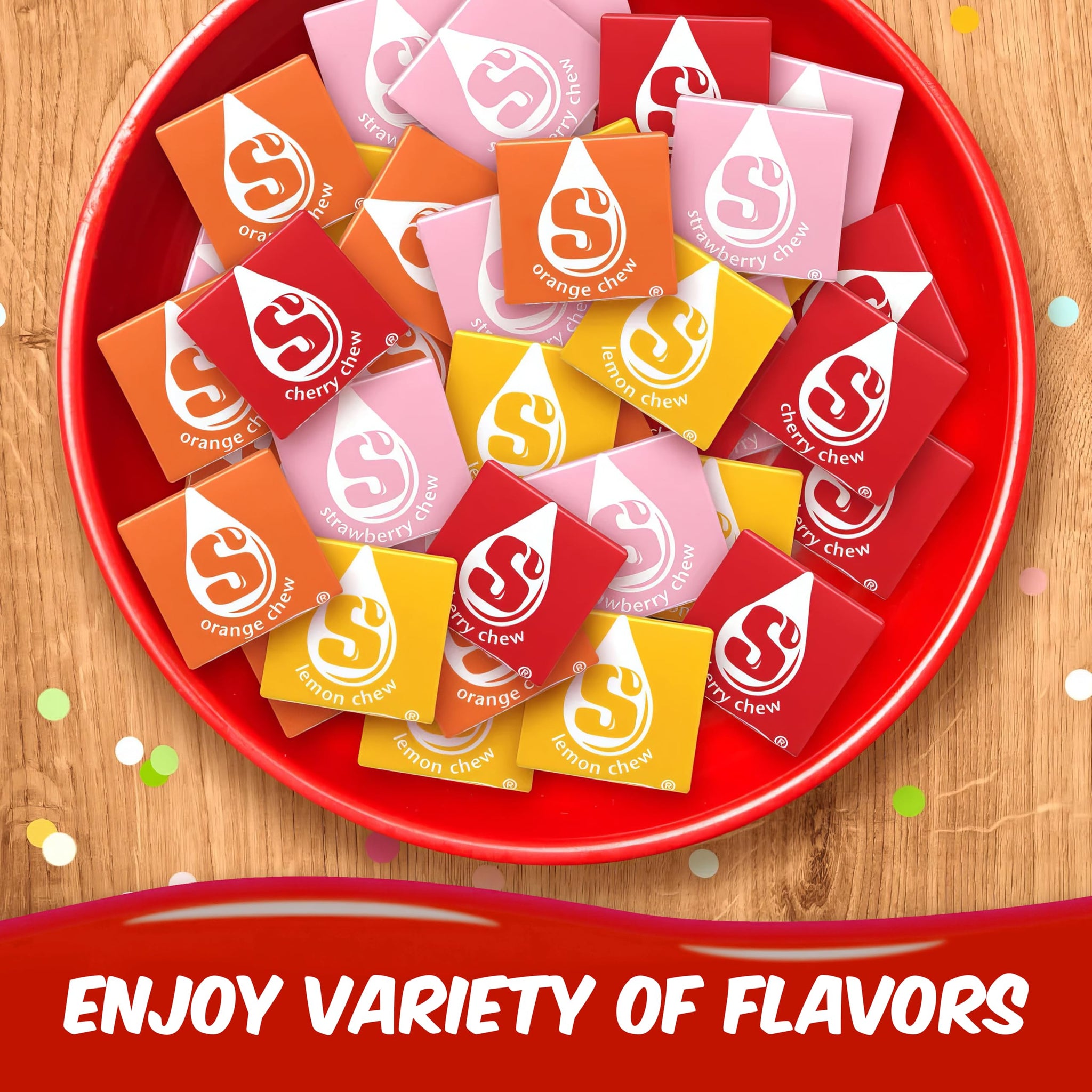 Strburst Original 2-in-1 Pack, Fun Size Chewy Candy - 1 Pound Approx 40 Pieces - Assorted Flavors Strawberry, Cherry, Orange & Lemon, Individually