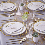 Gold and White Plastic Plates Disposable - Elegant Plastic Plates for Party - 10 Dinner Plates - 10.25” - Ritz Collection