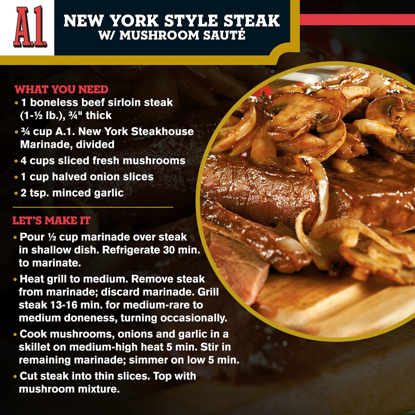 A.1. Steakhouse New York Marinade (16 oz Bottle)
