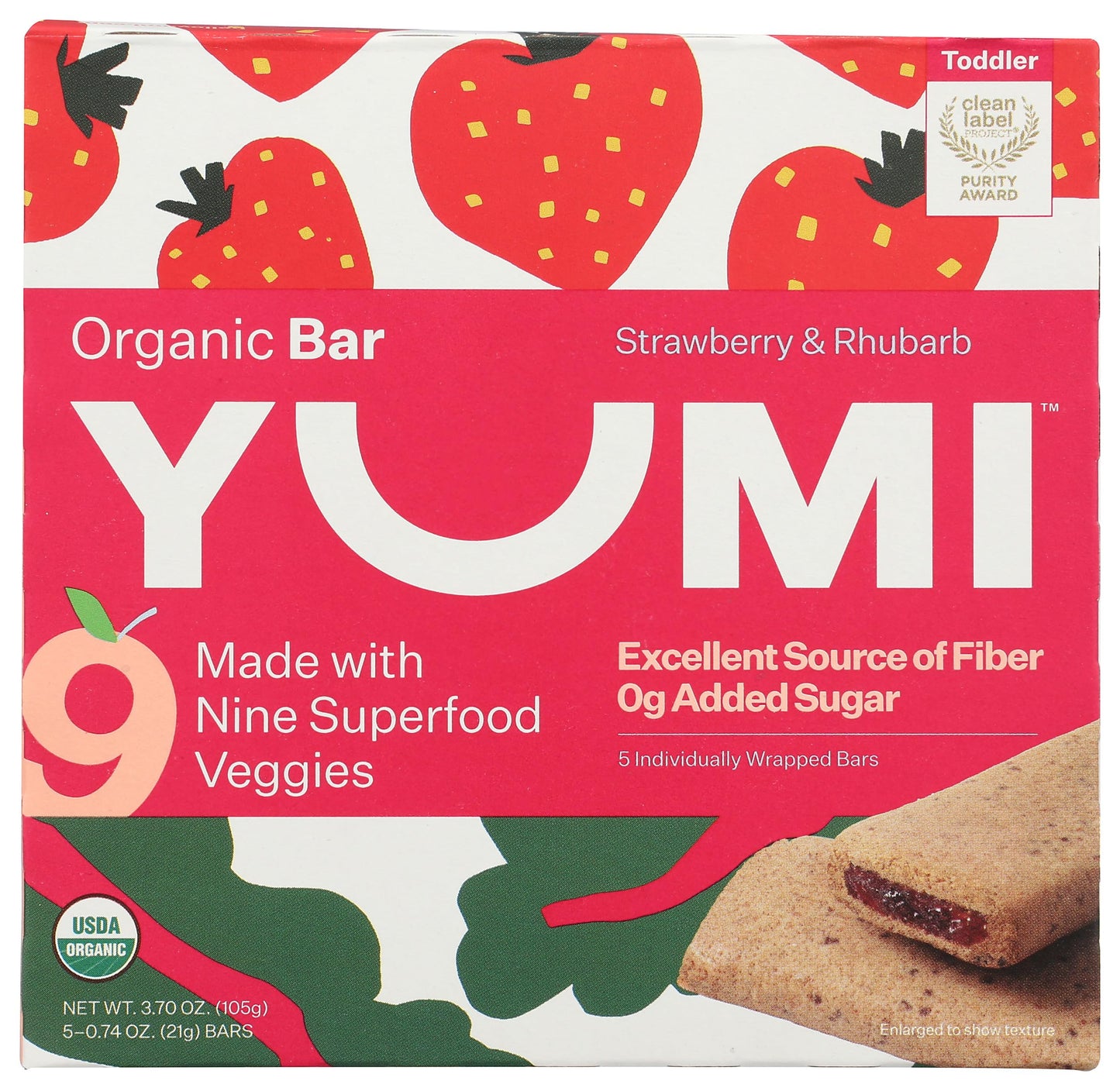 Yumi, Bars Toddler Strawberry Rhubarb Organic, 3.7 Ounce