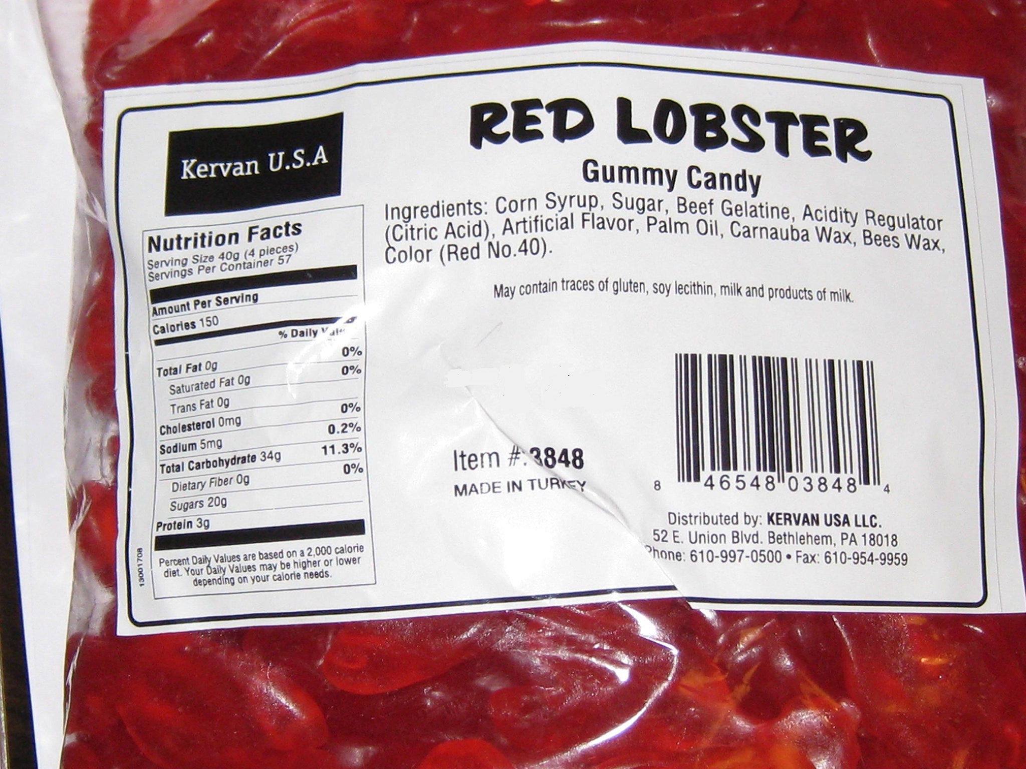 Kervan Red Lobsters Gummy Candy (1 Lb - Approx 45 Pcs)