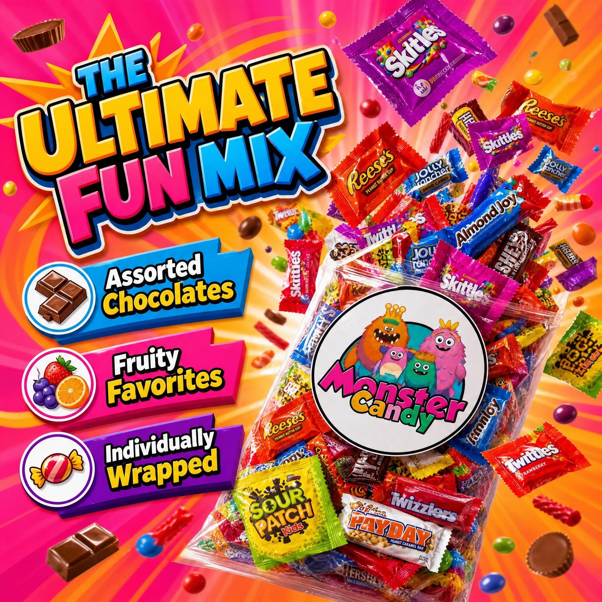 Chocolate and Candy Party Favor Candy Mix - 5 lb Pinata Stuffers Candy Bulk - Goodie Bag Stuffers for Kids Party Favors - Chocolate Candy Variety Pack