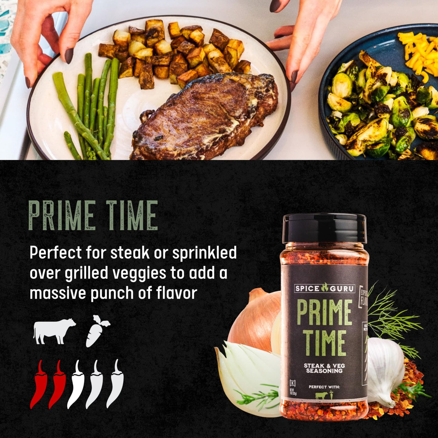 Spice Guru Prime Time BBQ Rub - Gifts for Men Who Cook, Gifts for Dad, Men Gifts, Dad Birthday Gift - Spices and Seasonings Sets - Steak Seasoning
