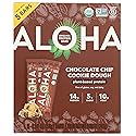 ALOHA Organic Plant Based Protein Bars, Chocolate Chip Cookie Dough, 1.98-Ounce Bars, (Pack of 5)
