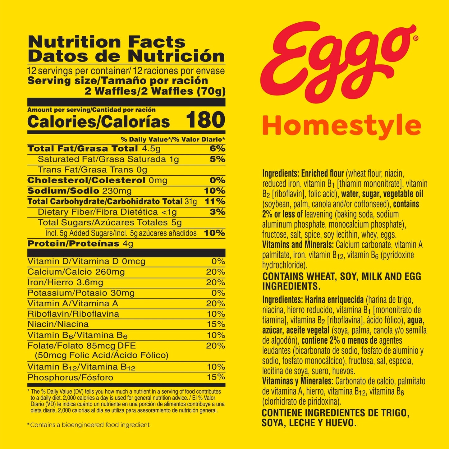 Eggo Homestyle Waffles, Breakfast Food, Frozen Breakfast, 24 Waffles (Frozen)
